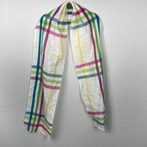Burberry Lightweight Plaid Check Neck Scarf Sheer Chiffon Spring Summer